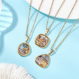 3шт. 3 стили летний пляжный кулон из натуральной раковины пауа 304 цепочки из нержавеющей стали для женщин, разнообразные