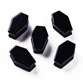 Perles noires obsidienne naturelles, cercueil, pas de trous / non percés, pour création de fil enroulé pendentif 