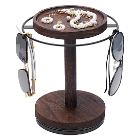 Железная вращающаяся подставка для очков с деревянным подносом и основанием, органайзер для солнцезащитных очков