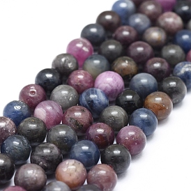 Natural Africa Red Corundum/Ruby and Sapphire Beads Strands, Round