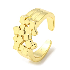 Brass Open Cuff Rings for Women, Cube