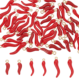 50 шт 3 стили подвески из сплава эмали, рог изобилия / итальянский рог корничелло амулеты, золотые