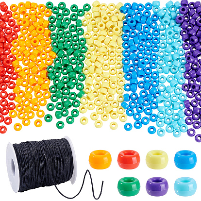 Наборы для изготовления браслетов своими руками, включая бочкообразные непрозрачные пластиковые бусины, воском хлопчатобумажная нить шнуры