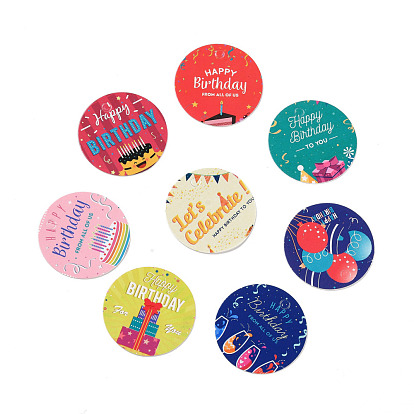 Happy Birthay Kraft Paper Gift Tags, Flat Round