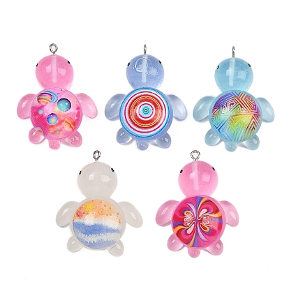 Прозрачные смоляные подвески, черепаха, с железной платиной петлей