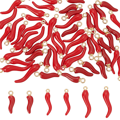 50 шт 3 стили подвески из сплава эмали, рог изобилия / итальянский рог корничелло амулеты, золотые