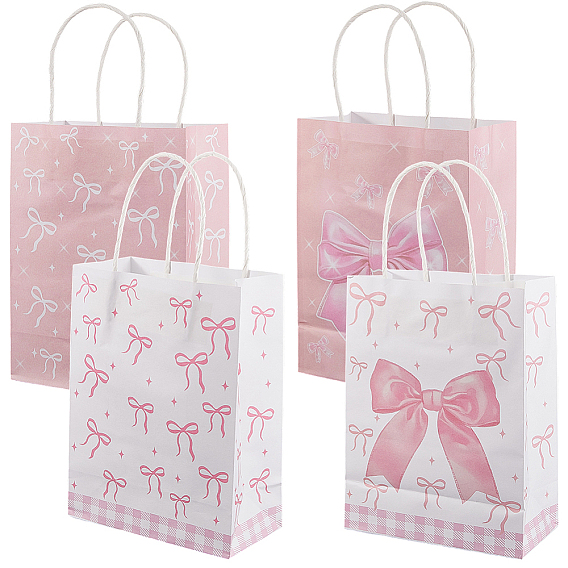 12 шт. 2 Пакеты из крафт-бумаги с бантом и ручками разных цветов, сумки для хранения продуктов, подарочные пакеты, прямоугольные