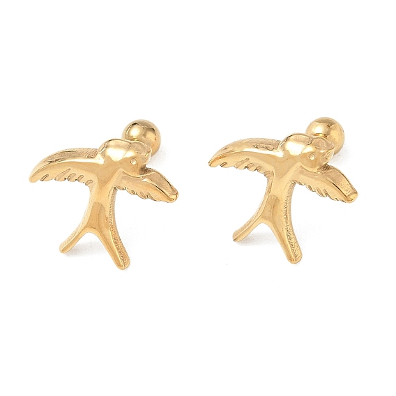 Boucles d'oreilles en cartilage d'oiseau en acier inoxydable, réel 304 k plaqué or