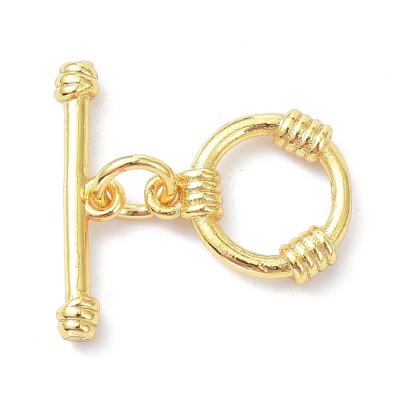 Rack Plating Brass Toggle Clasps, Long-Lasting Plated, Ring, Cadmium Free & Lead Free