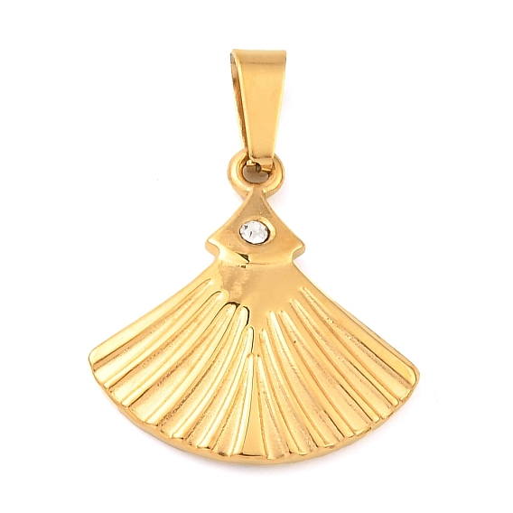 Ionenplattierung (IP) 304 Edelstahlanhänger mit Strass, Fan-Charms