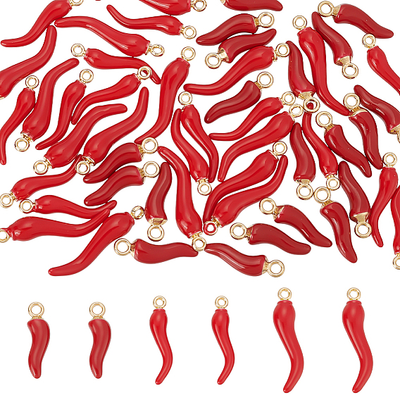 50 шт 3 стили подвески из сплава эмали, рог изобилия / итальянский рог корничелло амулеты, золотые