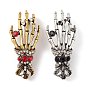 Halloween Theme Rhinestone Skeleton Hand Brooch Pin, Alloy Badge for Backpack Clothing
