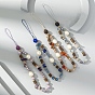 Natural Gemstone Chip Beads Mobile Straps, with Glass Beads, Mobile Decoration