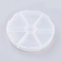 Plastic Bead Containers, 6 Compartments, Flat Round
