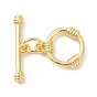 Rack Plating Brass Toggle Clasps, Long-Lasting Plated, Ring, Cadmium Free & Lead Free