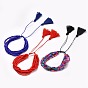 Adjustable Glass Seed Beads Braided Bead Bracelets, Multi-strand Bracelets, with Nylon Thread and Cotton Thread Tassel