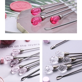 Stainless Steel Sealing Wax Mixing Stirrers, Acrylic Head Melting Spoon