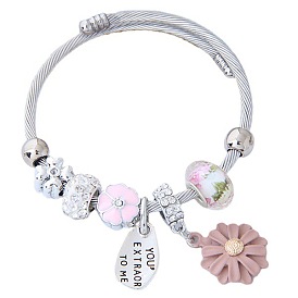 Bohemian Sweet Flower Water Drop Charm Bracelet with Beads for Women
