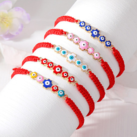 Stylish Cross Bracelet with Devil Eye Pendant and Adjustable Red String - Fashionable Accessory
