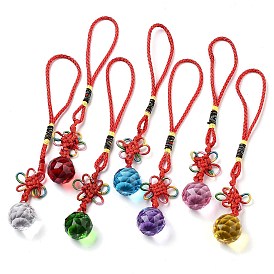 Стеклянные круглые шары подвесные украшения, талисманы на удачу, полиэфирная веревка китайский узел для украшения дома