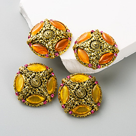 Vintage Roman Style Resin Earrings with Antique Round Design and Bold Personality