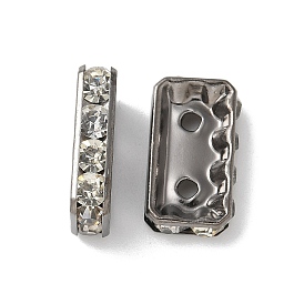 Латунные бусины со стразами , долговечный, стойки покрытие, без кадмия и без свинца, прямоугольные