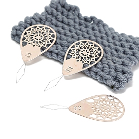 Dispositivos de aguja de coser de latón en forma de lágrima con flor, enhebrador, herramienta de guía de hilo