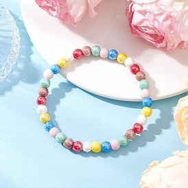 Круглые эластичные браслеты из перламутрового фарфора ручной работы для женщин