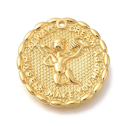 Латунные подвески, плоский круглый с ангельскими подвесками