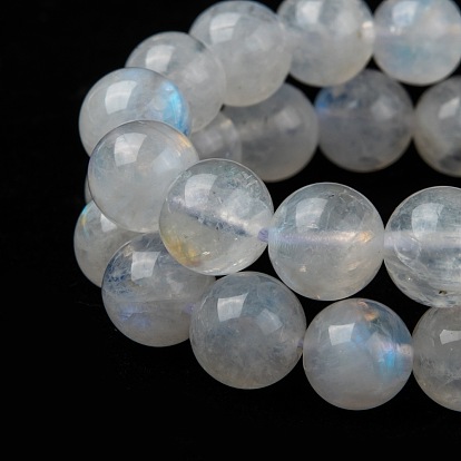 Brins de perles rondes en pierre de lune arc-en-ciel naturelle, AA grade