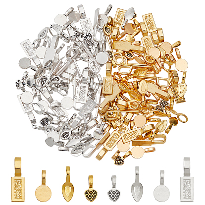 160шт 8 стиль тибетский стиль сплав плоские клеевые накладки дужки, прямоугольник и сердце и плоский круглый и каплевидный