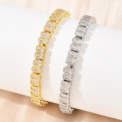 Tennisarmbänder aus Messing mit klarem Zirkonia für Damen, Gestell, langlebig überzogen, cadmiumfrei und bleifrei