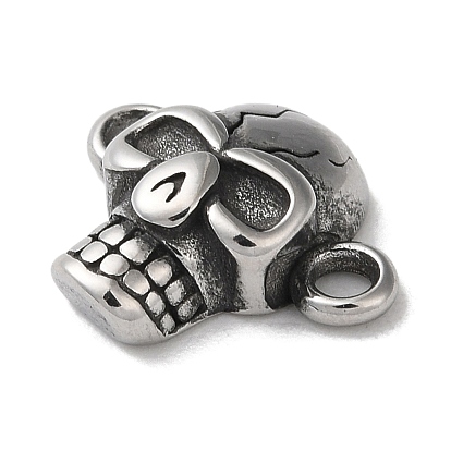 Tibetan Style 304 Stainless Steel Connector Charms, Skull Links