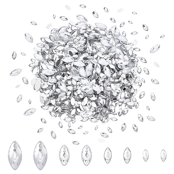 1200Pcs 4 Styles Acrylic Cabochons, Nail Art Decoration Accessories, Horse Eye