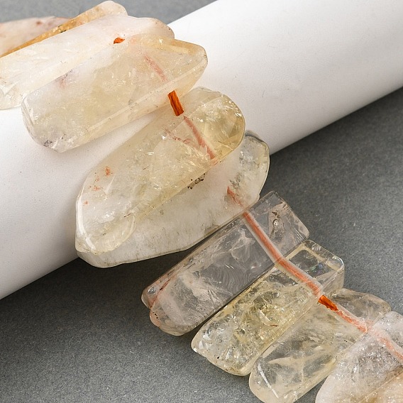 Природный желтый кварц нитей бисера, прямоугольные, Топ пробуренной