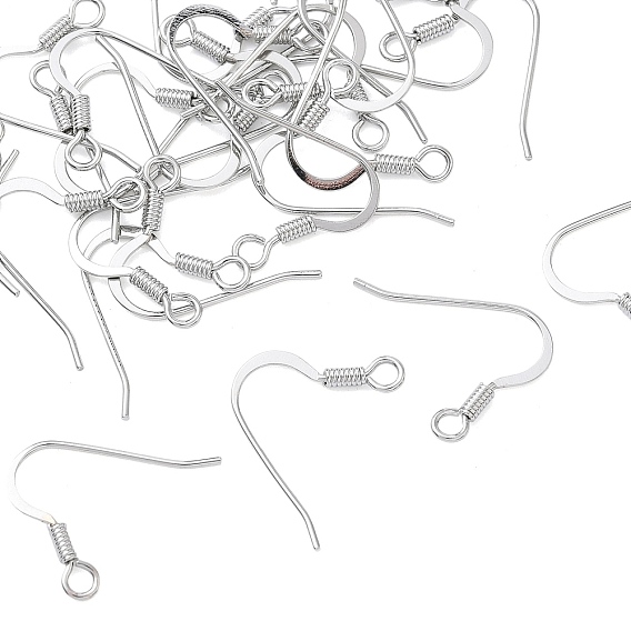 SHEGRACE Brass Earring Hooks, with Loop, Ear Wires, Cadmium Free & Nickel Free & Lead Free, Long-Lasting Plated, Flat Ear Wire