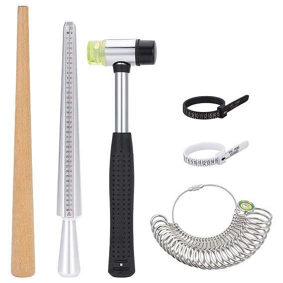 Браслеты наборы инструментов, Железный Молот, с кольцевым калибратором, дерево кольцо увеличитель палку инструмент оправки грохот, для изготовления ювелирных изделий