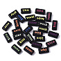 Opaque Acrylic Beads, with Fluorescent Powder, Rectangle with Words