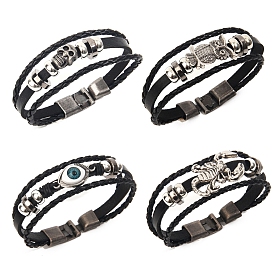 Imitation Leather Cord Bracelets, with Alloy Findings