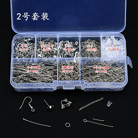 Fabrication de boucle d'oreille bricolage, avec crochets d'oreilles en laiton, épingles à tête en fer et boucles d'oreilles à oeil et à oeil et boucles d'oreilles à pince et extrémités avec chaînes d'extension à torsion, boucle d'oreille en plastique écrous / dos de boucle d'oreille