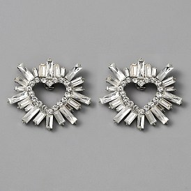 Украшение для обуви из хрусталя и горного хрусталя из сплава, съемные пряжки для обуви, с железной фурнитурой, сердце