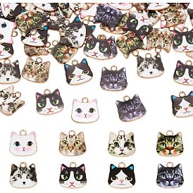80шт 8 подвески из сплава с принтом в стиле, голова кошки 