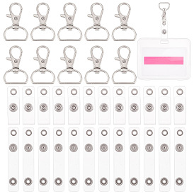 50шт. железные D-образные кольца с поворотными застежками, с выдвижным ремешком для бейджа из ПВХ (1 шт.)