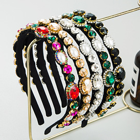 Повязка на голову с жемчугом и бриллиантами в стиле барокко для женщин с высококачественными разноцветными драгоценными камнями