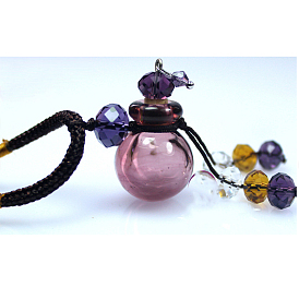 Lampwork Perfume Bottle Pendant Necklace with Polyester Chains and Plastic Dropper