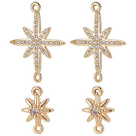 12 шт. 2 стили латунные прозрачные подвески с разъемом из кубического циркония, без никеля , звезда