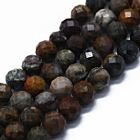 Brins de perles de pietersite naturelles, à facettes (64 facettes), ronde