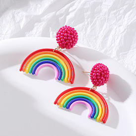 Summer Rainbow Earrings - Unique Design, Fashionable, Beaded, Stylish Ear Accessories.