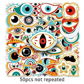 50Pcs Eye PET Stickers, Self-adhesive Decals, for Suitcase, Skateboard, Refrigerator, Helmet