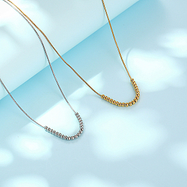 Colliers à pendentif rond en perles d'acier inoxydable pour femmes